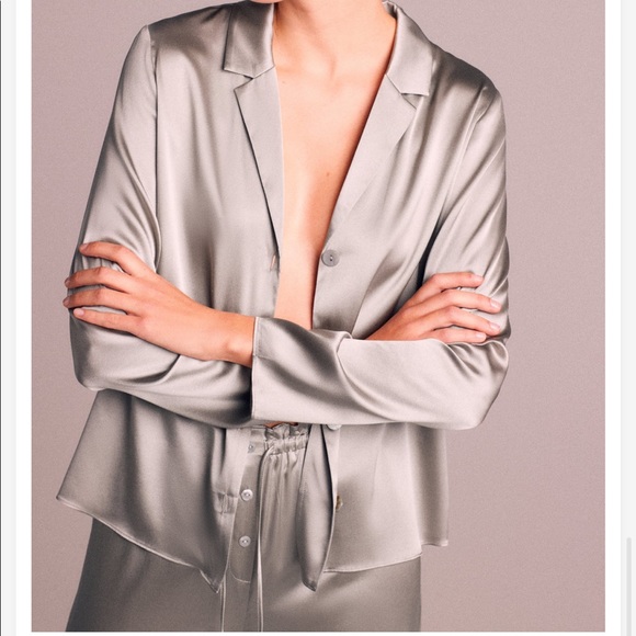 Zara Tops - NWT Zara 100% Silk Gray Shirt